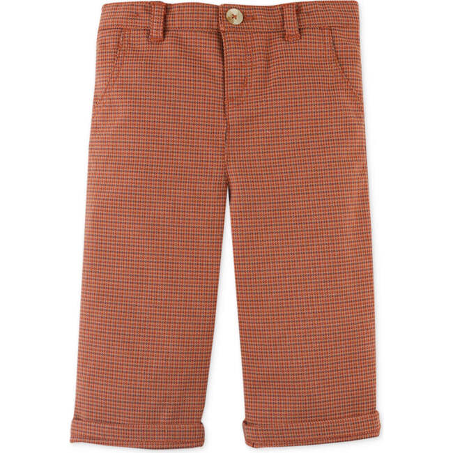 Baby Boys Houndstooth Loose Straight Fit Pants, Red