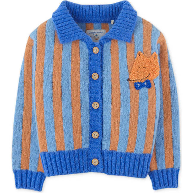 Baby Boys Knit Fox Chenille Applique Retro Striped Cardigan, Multicolors - Cardigans - 1