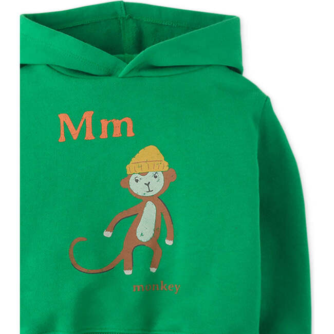 Baby Boys M For Monkey Print Jersey Fleece Hood Pullover, Green - Sweaters - 3