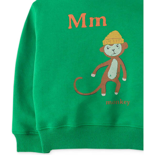 Baby Boys M For Monkey Print Jersey Fleece Hood Pullover, Green - Sweaters - 4