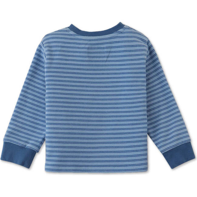 Baby Boys Fox Print Ribbed Striped Long Sleeve T-Shirt, Blue - Shirts - 2