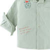 Baby Boys Hey Tiger Embroidered Fine Corduroy Shirt, Green - Shirts - 4