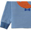 Baby Boys Fox Print Ribbed Striped Long Sleeve T-Shirt, Blue - Shirts - 4