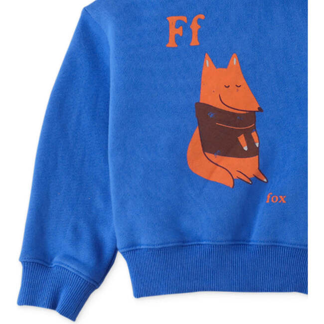 Baby Boys Fox Print Jersey Fleece Hood Pullover, Blue - Sweaters - 4