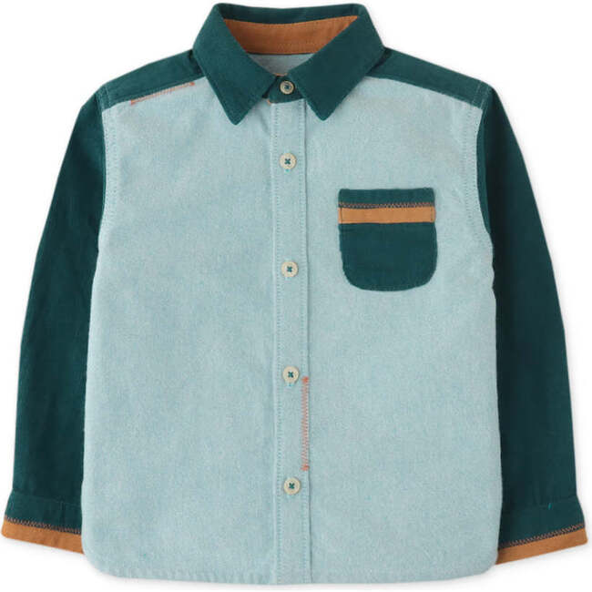 Baby Boys Fox Head Embroidered Color-Block Shirt, Blue - Shirts - 5