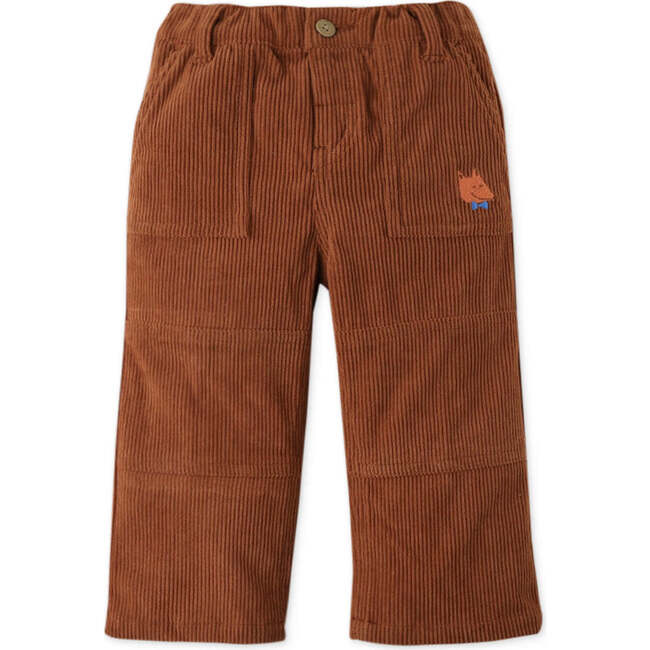 Baby Boys Fox Embroidered Corduroy Pants, Brown - Pants - 1