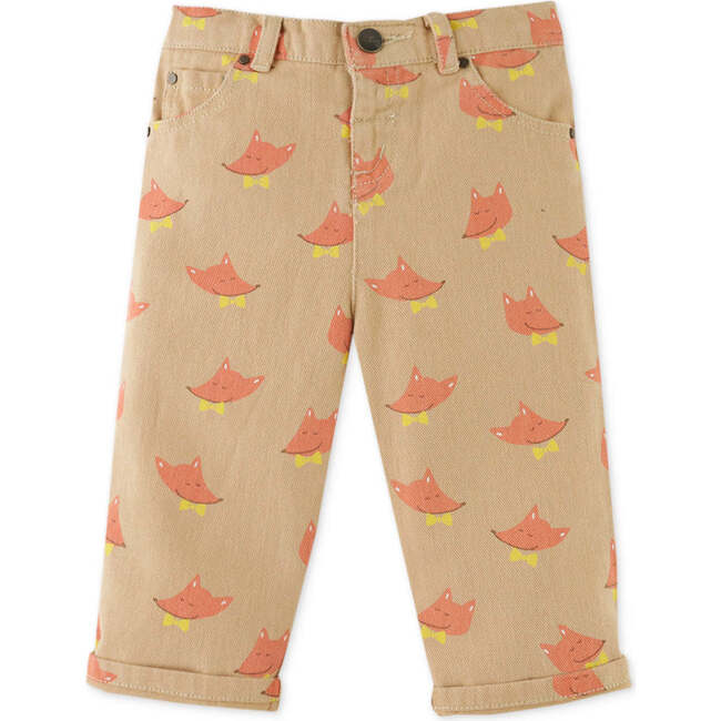 Baby Boys Fox All Over Print Twill Pants, Brown