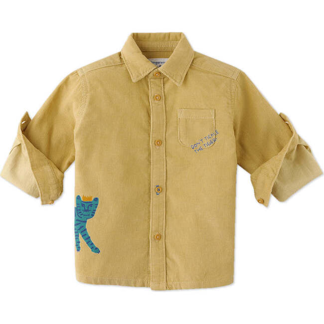 Baby Boys Don't Tickle The Tiger Fine Corduroy Shirt, Yellow - Shirts - 1