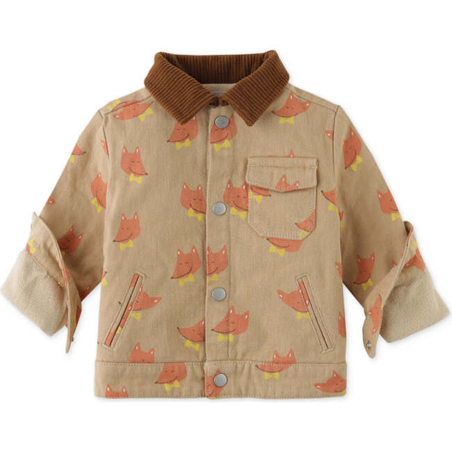 Baby Boys Fox All Over Print Twill Jacket, Brown - Jackets - 1