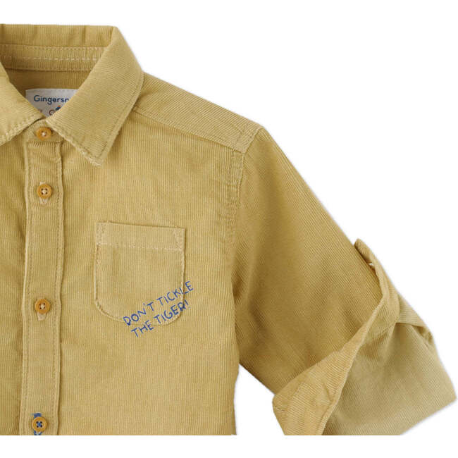 Baby Boys Don't Tickle The Tiger Fine Corduroy Shirt, Yellow - Shirts - 3