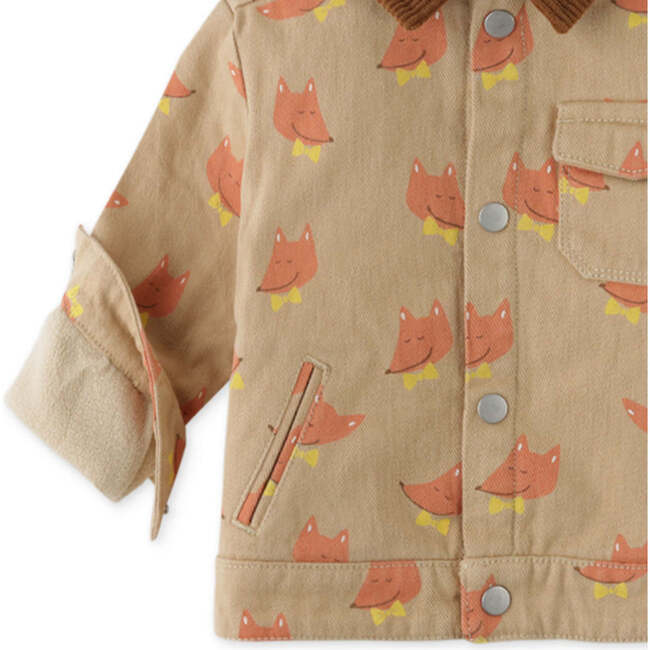 Baby Boys Fox All Over Print Twill Jacket, Brown - Jackets - 4