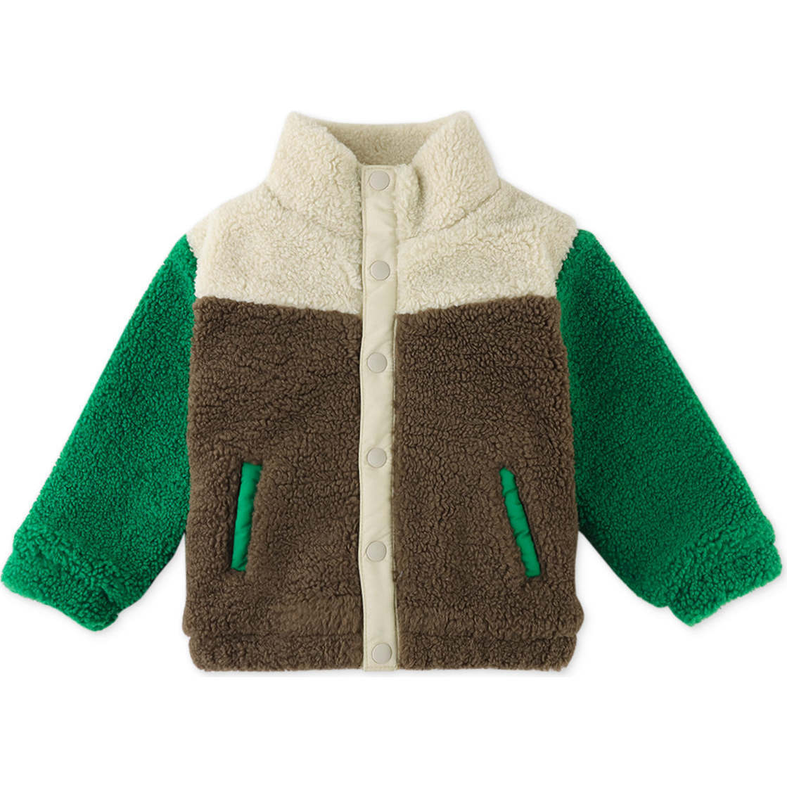 Baby Boys Color-Block Long Sleeve Sherpa Jacket, Multicolors - Jackets - 1