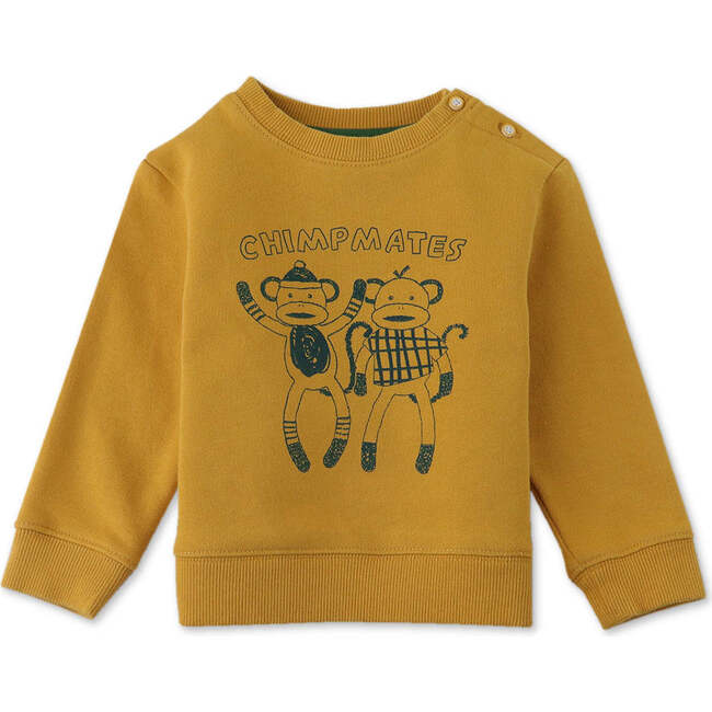 Baby Boys Chimpmates Print Jersey Fleece Pullover, Yellow