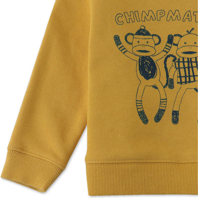 Baby Boys Chimpmates Print Jersey Fleece Pullover, Yellow - Sweaters - 4