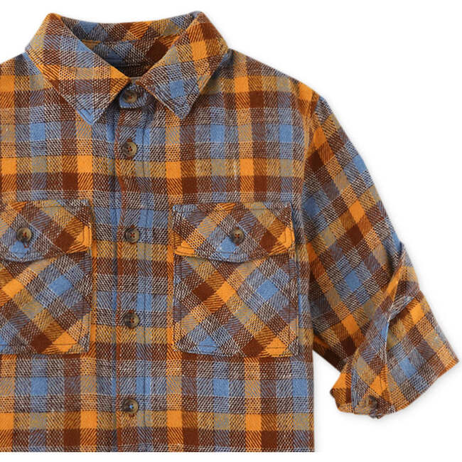 Amazing Boy Applique Plaid Long Sleeve Shirt Jacket, Multicolors - Jackets - 3