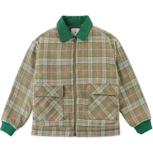 Legendary Boy Embroidered Checkered Sherpa Collar Jacket, Multicolors - Jackets - 1