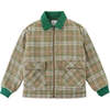 Legendary Boy Embroidered Checkered Sherpa Collar Jacket, Multicolors - Jackets - 1 - thumbnail