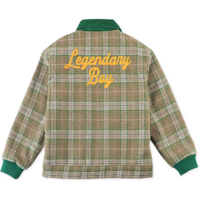 Legendary Boy Embroidered Checkered Sherpa Collar Jacket, Multicolors - Jackets - 2