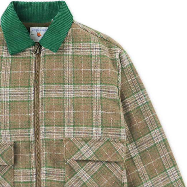 Legendary Boy Embroidered Checkered Sherpa Collar Jacket, Multicolors - Jackets - 3