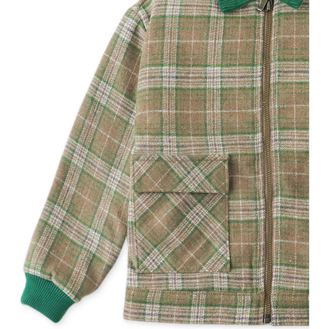 Legendary Boy Embroidered Checkered Sherpa Collar Jacket, Multicolors - Jackets - 4