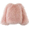 Girls Fur Plush Raglan Long Sleeves Coat, Pink - Coats - 2