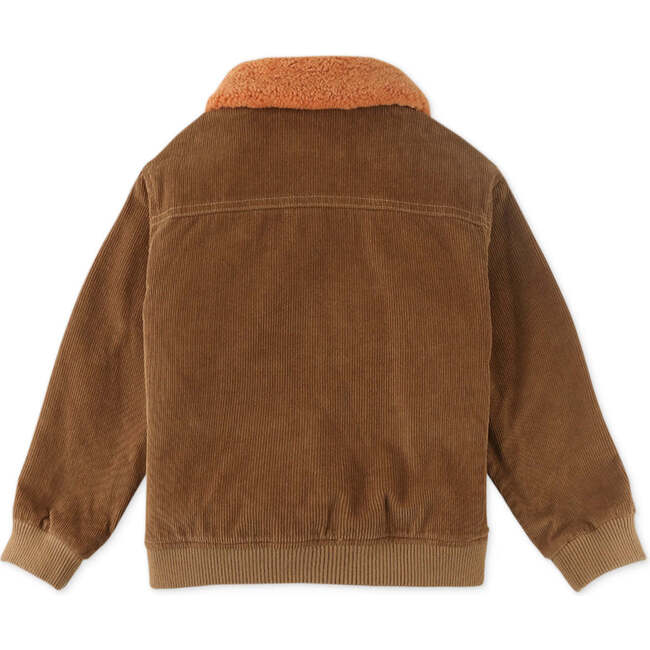 Embroidered Sherpa Collar Corduroy Jacket, Brown - Jackets - 2