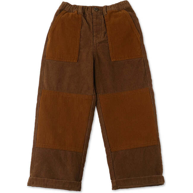 Corduroy & Twill Loose Fit Combi Pants, Brown