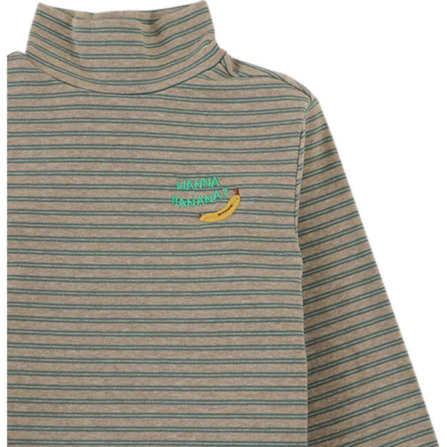 Banana Embroidered Ribbed Mock Neck T-Shirt, Multicolors - Shirts - 3