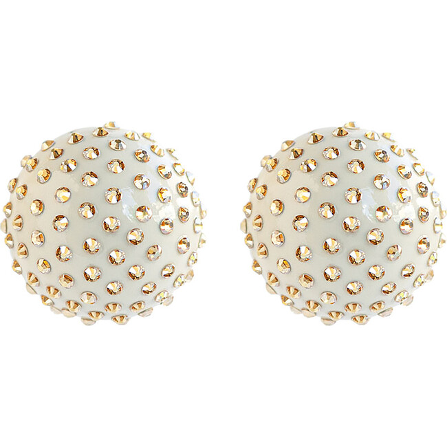 Women's Gaia Rhinestone-Spotted Earrings, Golden Ivory