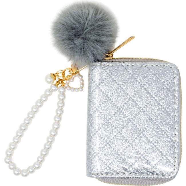 Sparkle Pearl Strap Wallet,  Silver