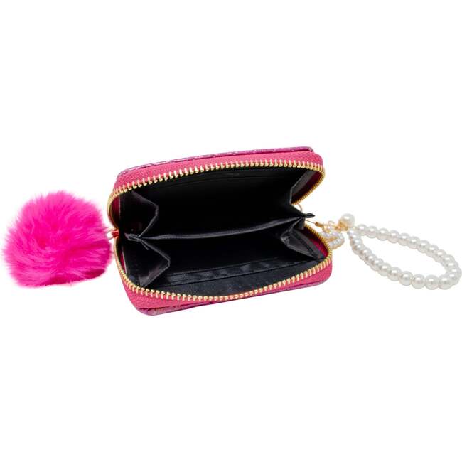 Sparkle Pearl Strap Wallet,  Hot Pink - Bags - 2