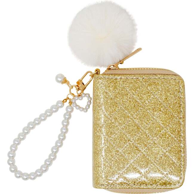 Sparkle Pearl Strap Wallet,  Gold