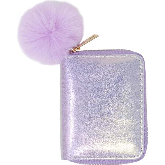 Shiny Pom Pom Wallet,  Purple