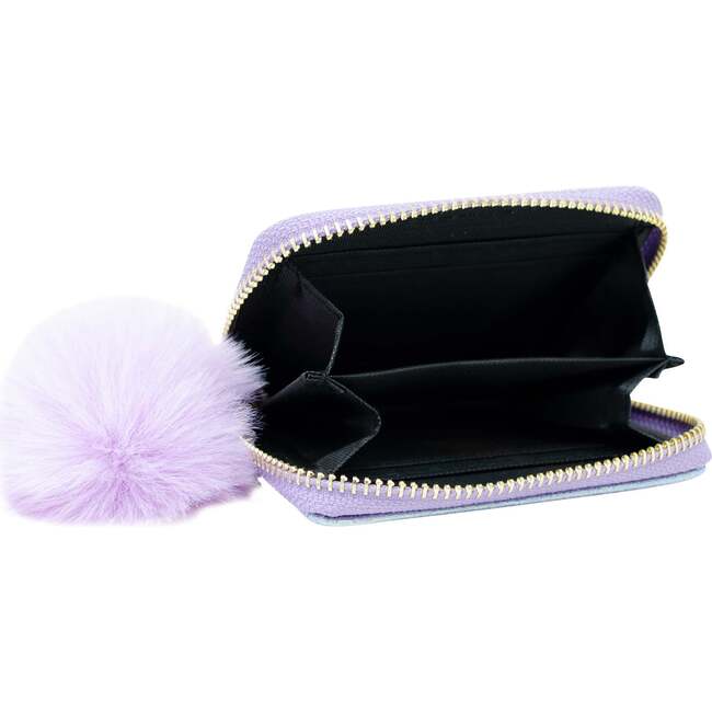 Shiny Pom Pom Wallet,  Purple - Bags - 2