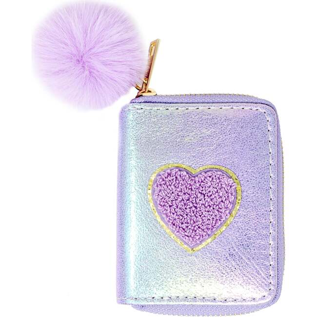 Shiny Heart Patch Wallet,  Purple