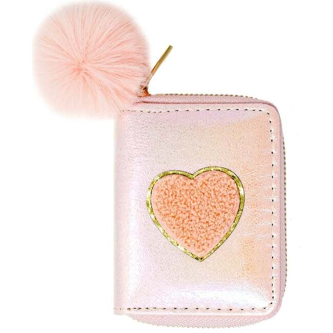 Shiny Heart Patch Wallet,  Pink