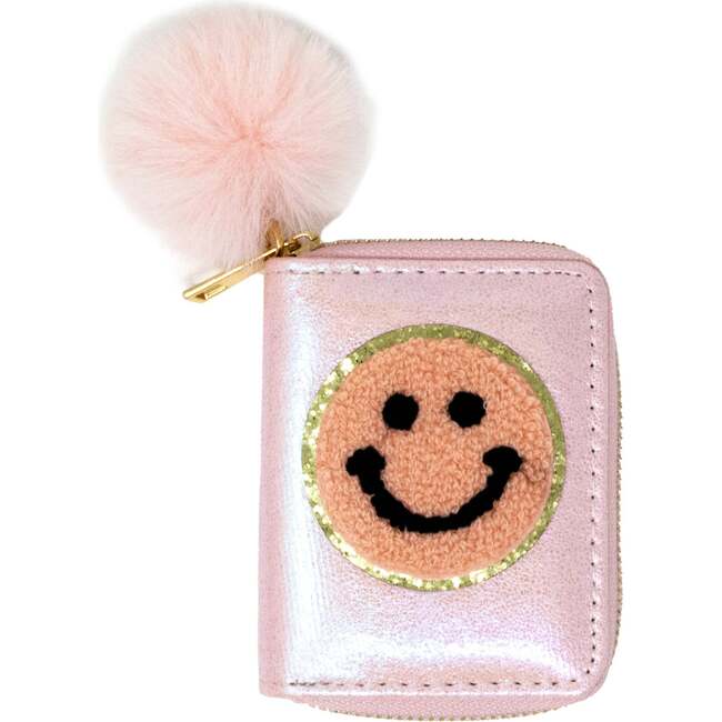 Shiny Happy Face Smile Wallet,  Pink