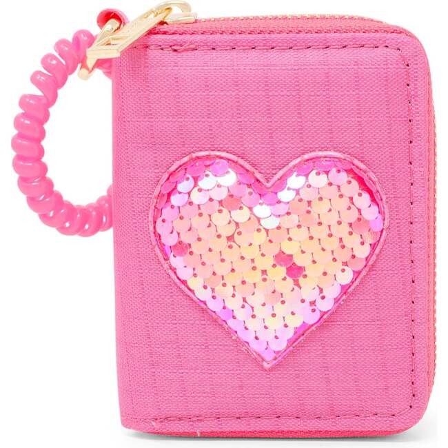 Sequin Heart Spiral Strap Wallet,  Hot Pink - Bags - 3