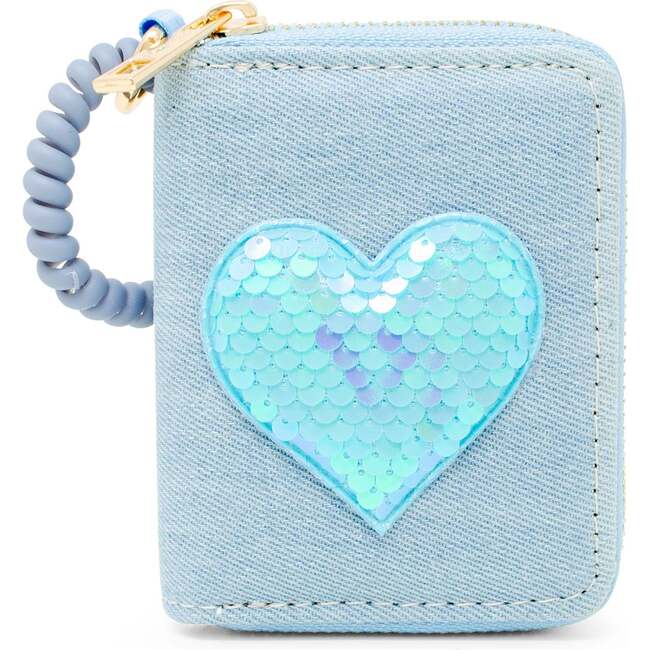 Sequin Heart Spiral Strap Wallet,  Blue - Bags - 3