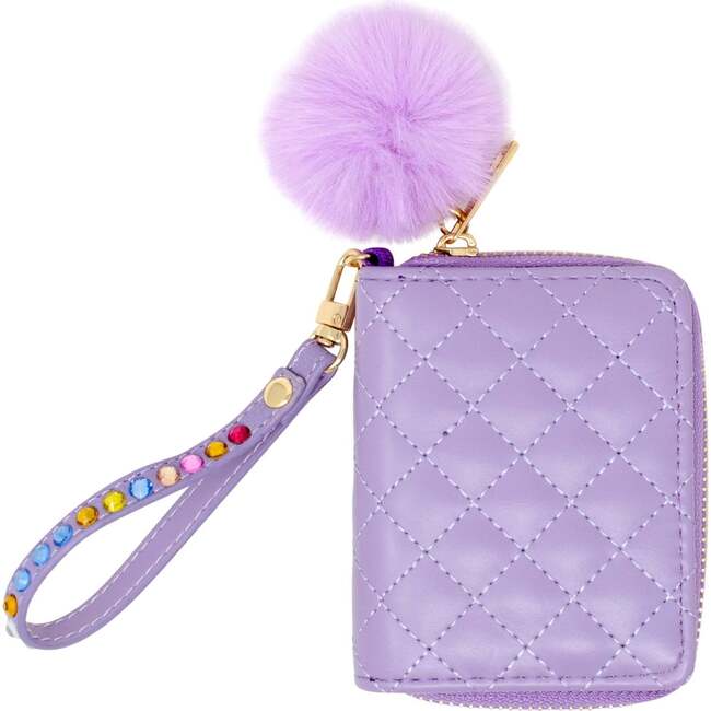 Quilted Rhinestone Strap Wallet,  Purple