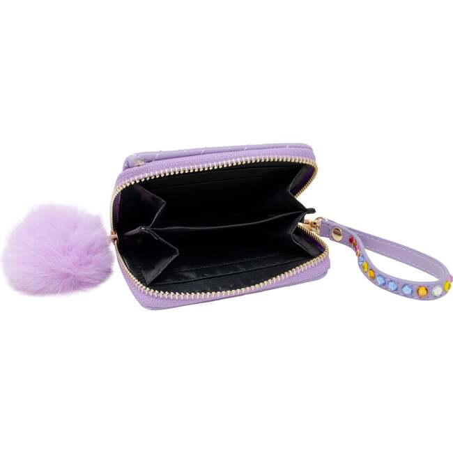 Quilted Rhinestone Strap Wallet,  Purple - Bags - 2