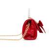 Quilted Pearl Handle Bow Ribbon Handbag,  Red - Bags - 2