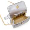 Quilted Pearl Handle Bow Ribbon Handbag,  Silver - Bags - 5