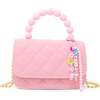 Pearl Handle Message Charm Handbag,  Pink - Bags - 1 - thumbnail