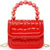 Mini Glam Quilted Pearl Handle Purse,  Red - Bags - 1 - thumbnail