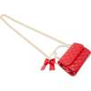 Quilted Pearl Handle Bow Ribbon Handbag,  Red - Bags - 4