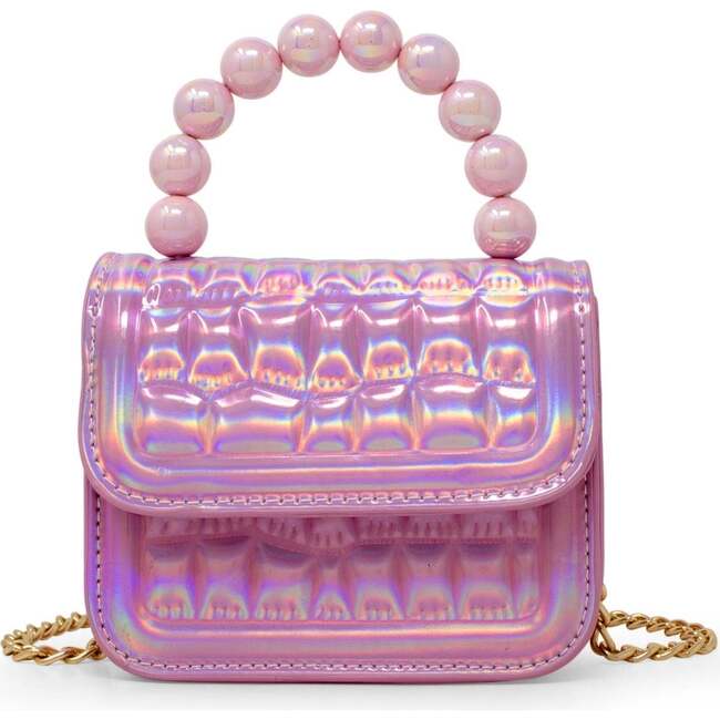 Mini Glam Quilted Pearl Handle Purse,  Pink