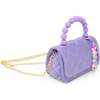 Pearl Handle Message Charm Handbag,  Purple - Bags - 3