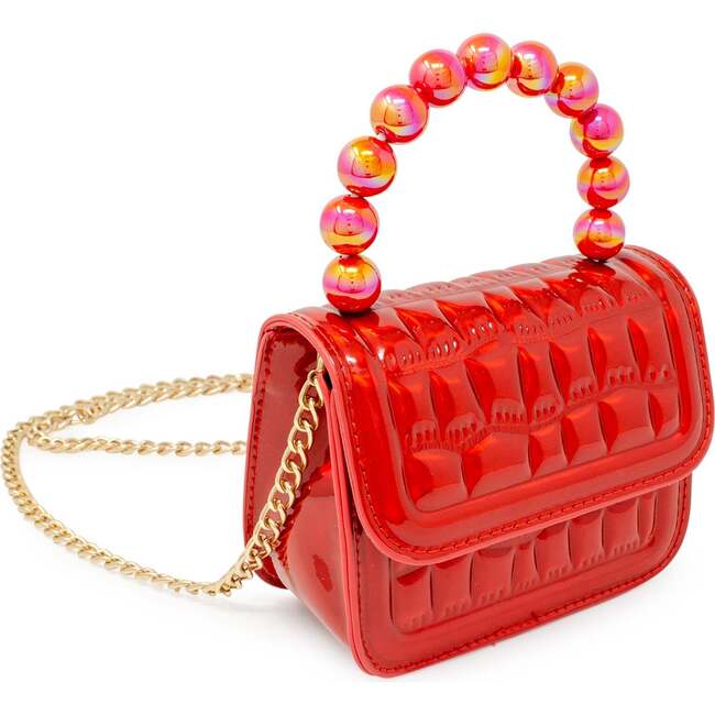 Mini Glam Quilted Pearl Handle Purse,  Red - Bags - 3