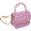 Mini Glam Quilted Pearl Handle Purse,  Pink - Bags - 3